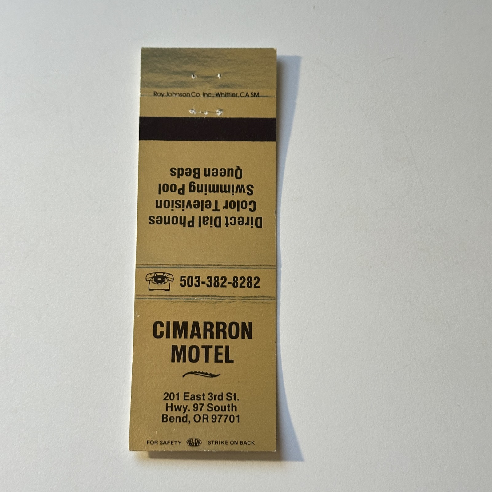 CIMARRON MOTEL Bend, OR 97701 Vintage Matchbook Cover 4MB124-1