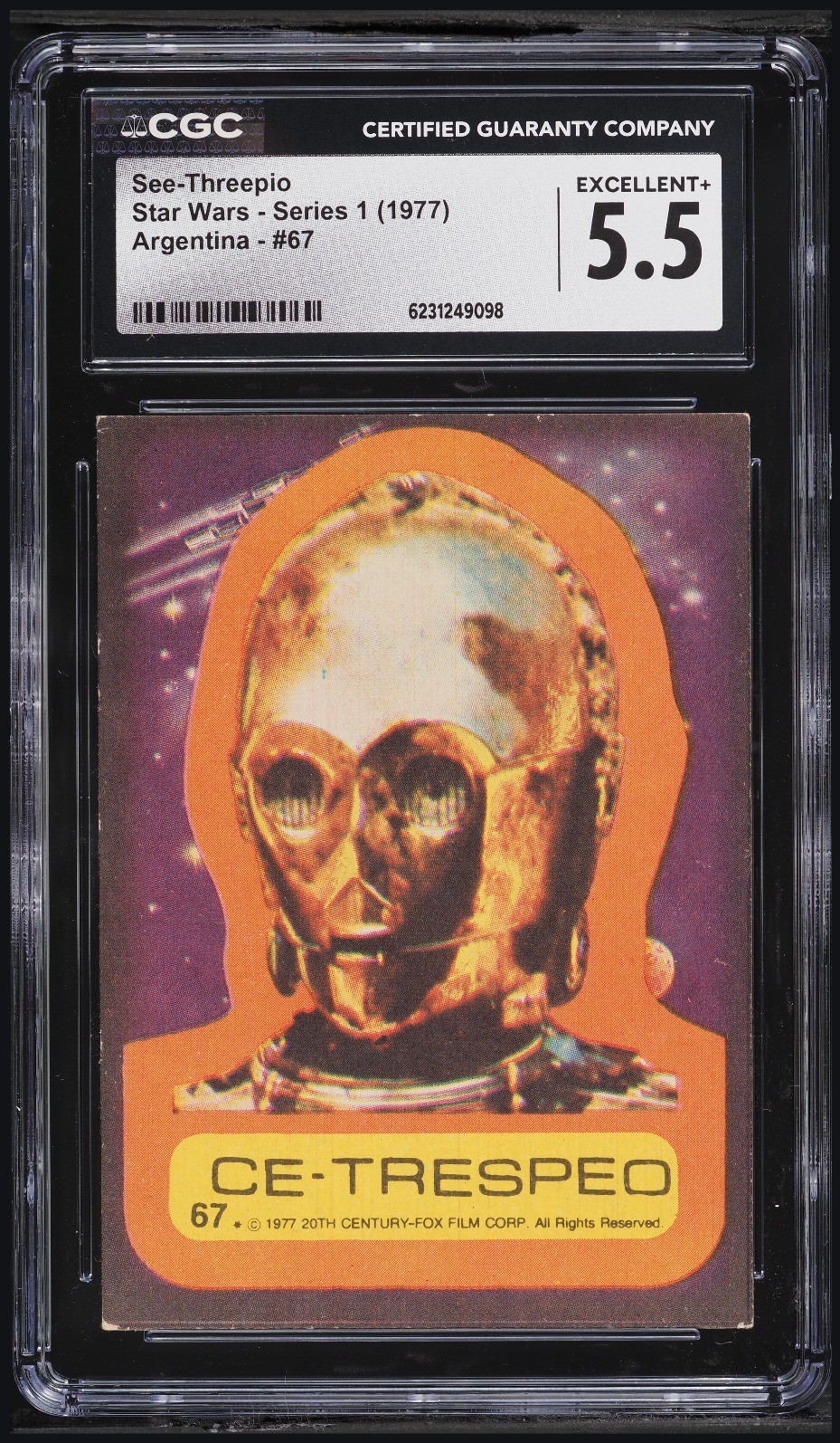 1977 Star Wars Series 1 Argentina #67 See-Threepio CE-TRESPEO CGC 5.5 EX+