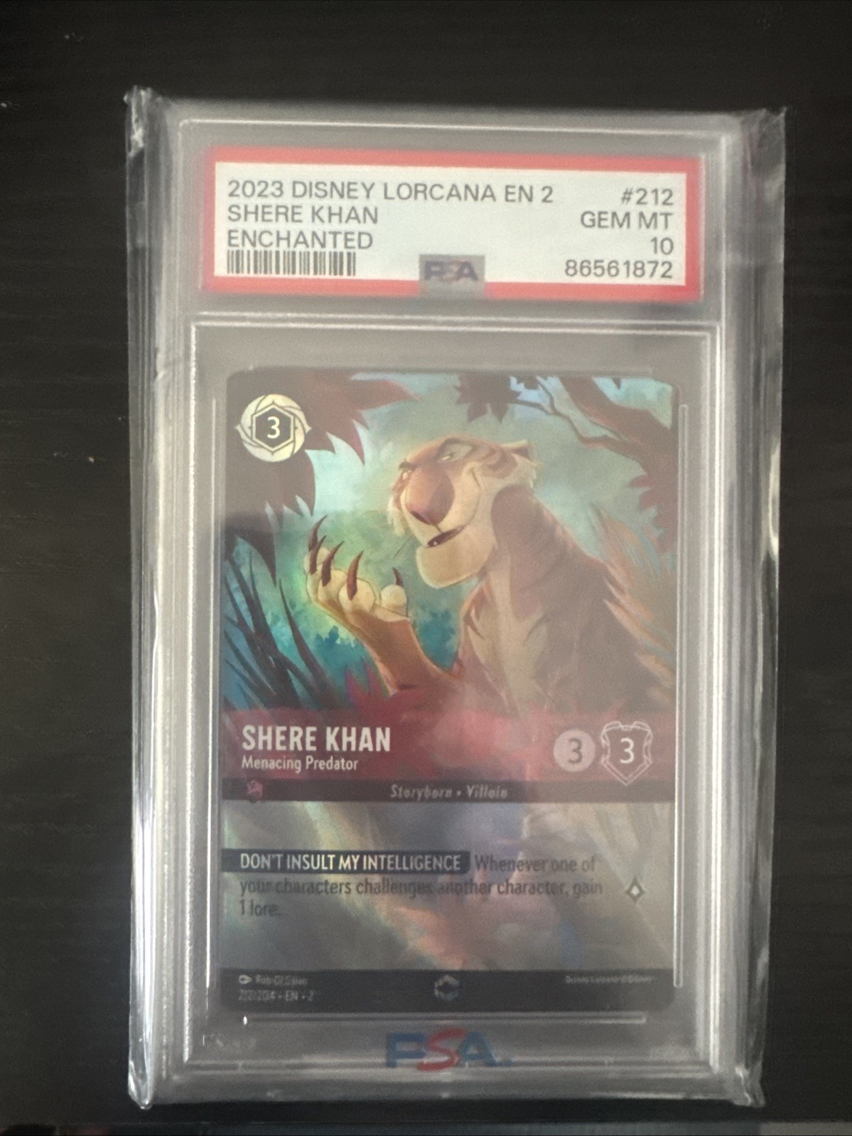 2023 Disney Lorcana EN 2 Floodborn Shere Khan #212 Enchanted PSA 10