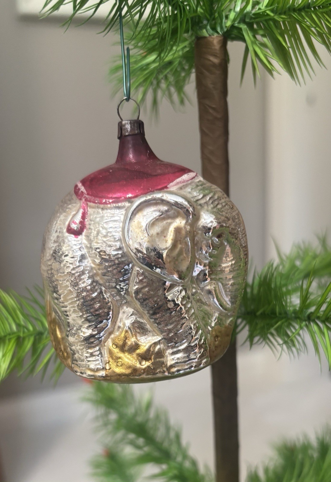 Antique VTG Blown Glass Elephant Figurine Christmas Ornament Germany 