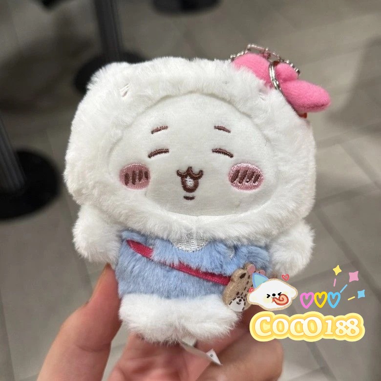 Chiikawa Hachiware Usagi Furuhonya Momonga Head Covering Plush Doll Keychain NEW
