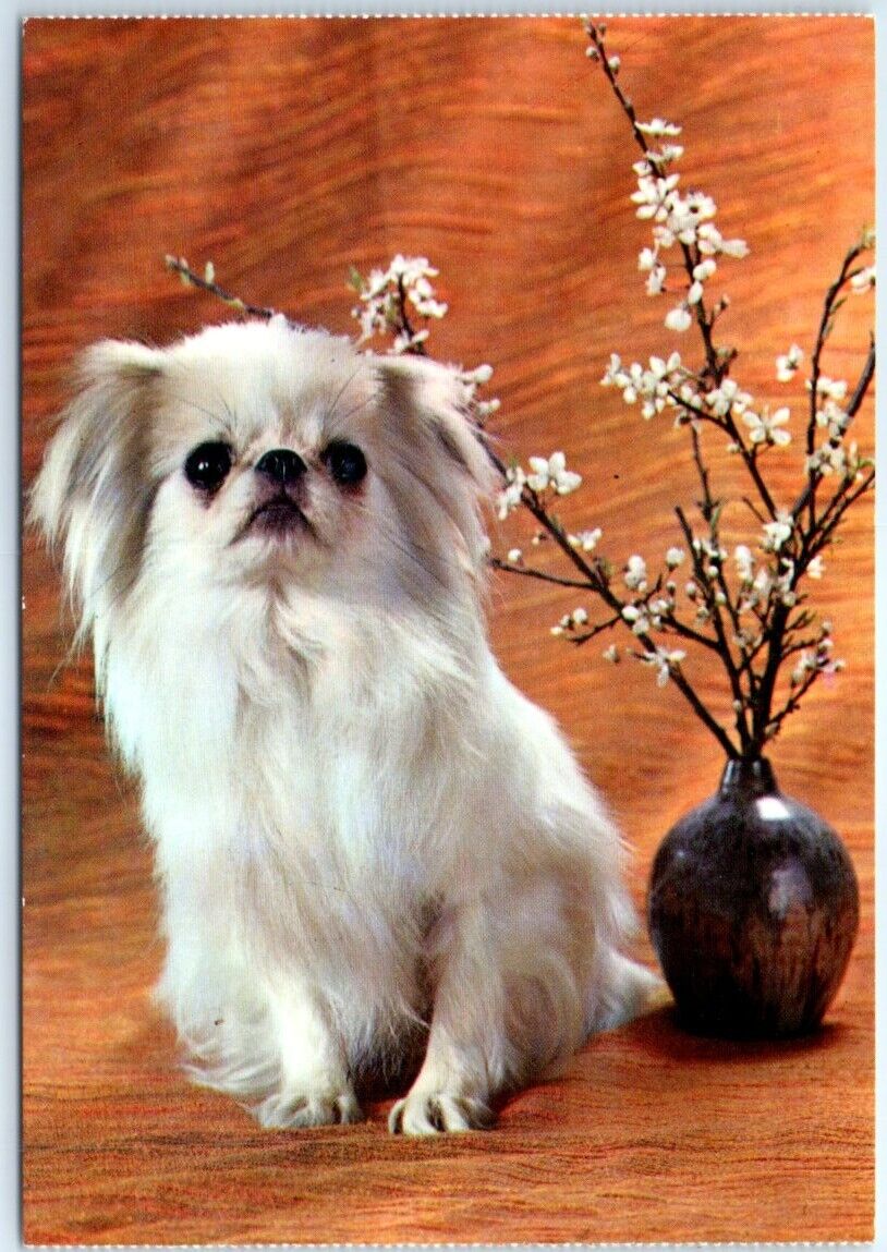 Postcard - Dog with Vase and Flowers