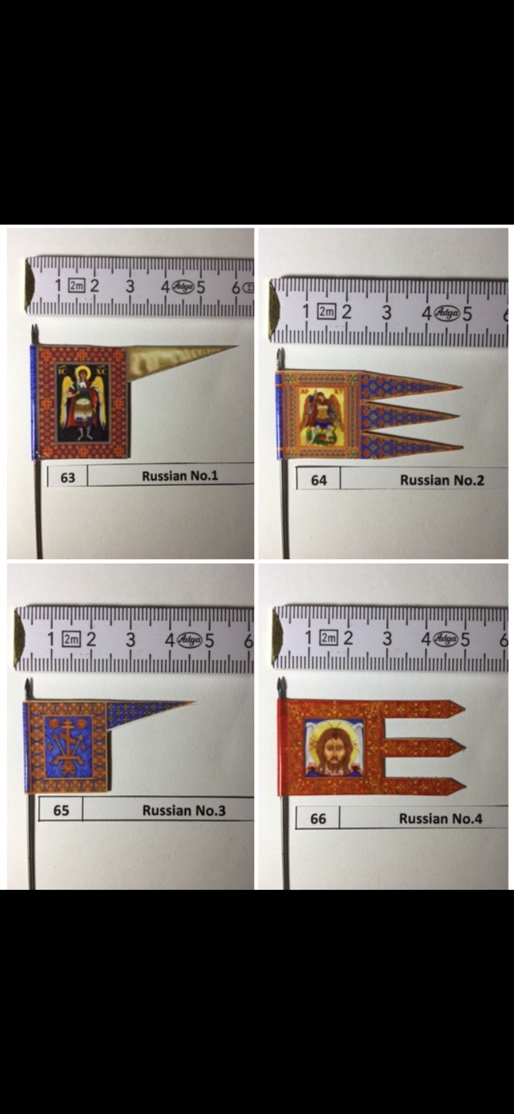 4x 28mm Medieval Russian Orthodox Religious Flags Banners on Metal Flagpole 4x 28mm Medieval Russian Orthodox Religious Flags Banners on Metal Flagpole