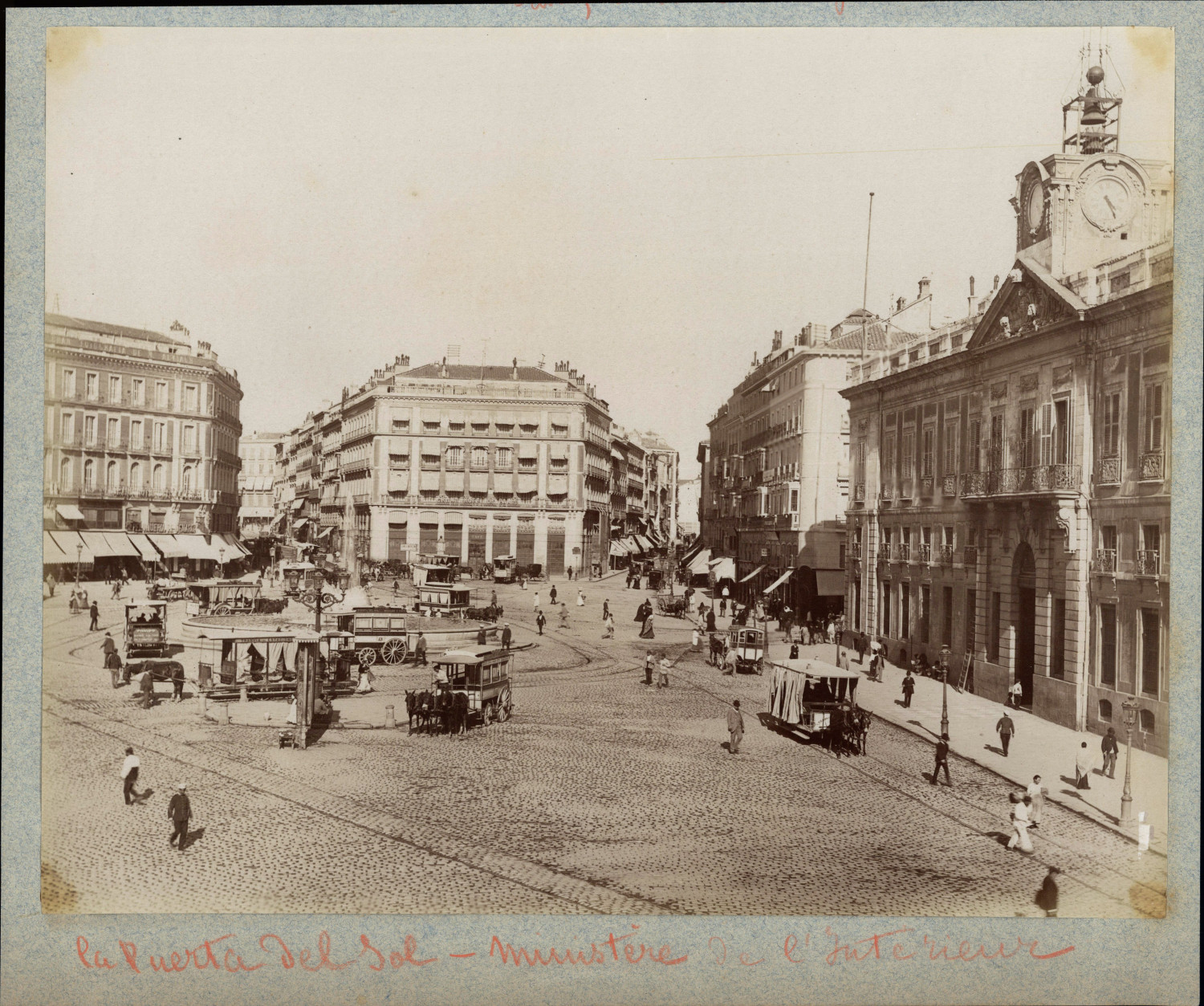 Spain, Madrid, Puerta del Sol Vintage Albumen Print Albumen Print 25x30 