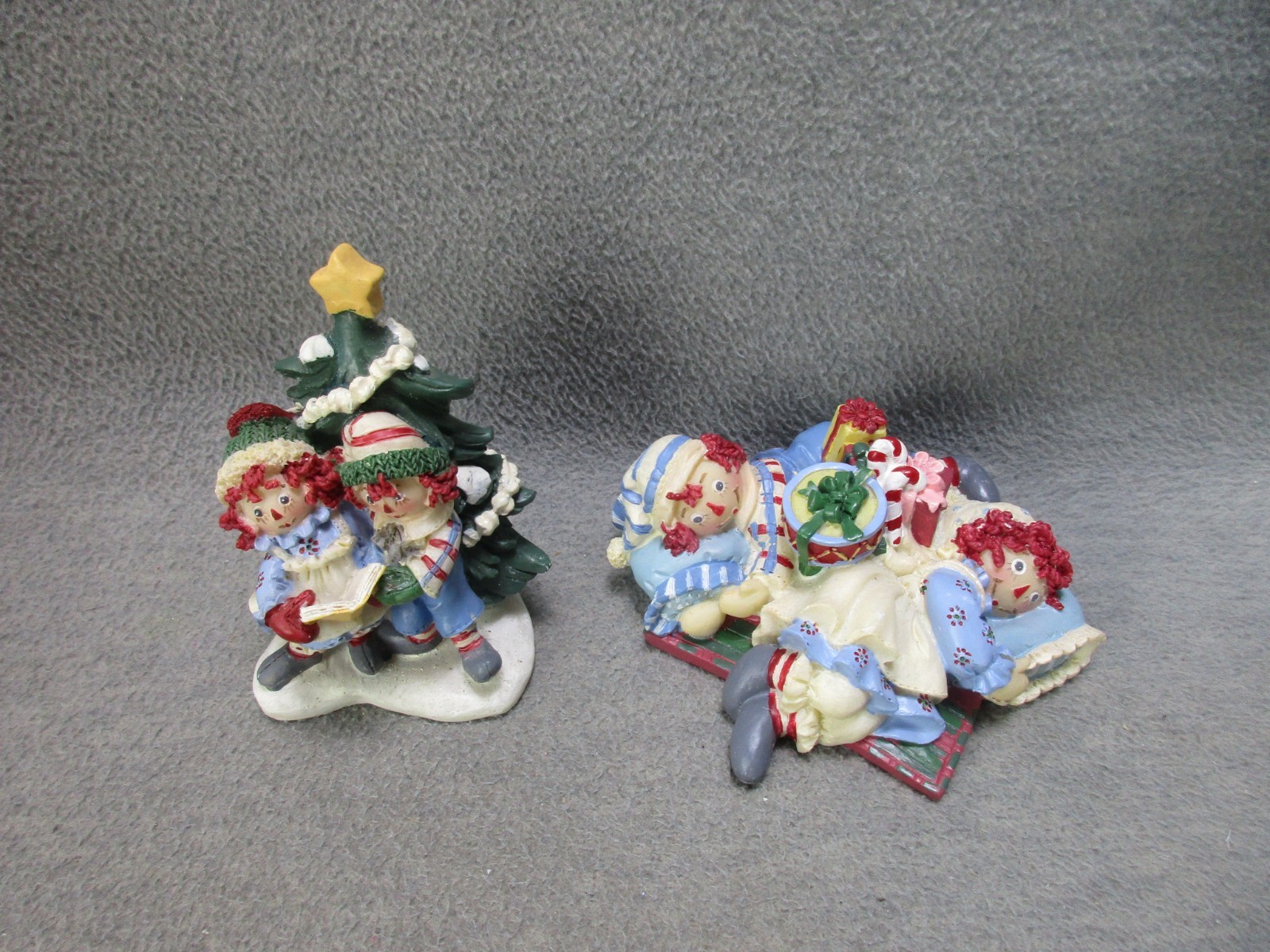 Vintage Raggedy Ann & Andy Christmas Tree Figurine Christmas Morning Gifts Russ