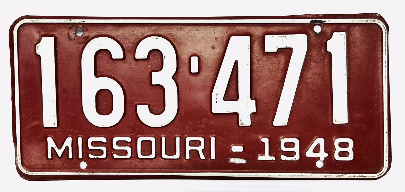 Vintage 1948 Missouri 6 Number 163-471 License Plate