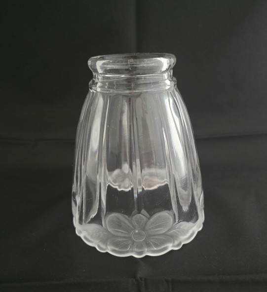 Vintage Frosted Glass Lamp Shade Floral Pattern 4.75\