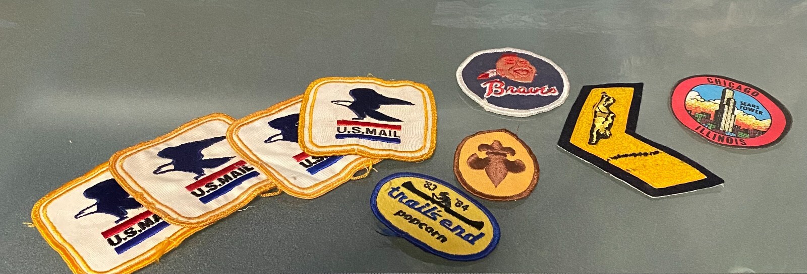 Vintage Patch Lot of 9 US Mail USPS Trails End Popcorn Girl Scout Braves Chicago