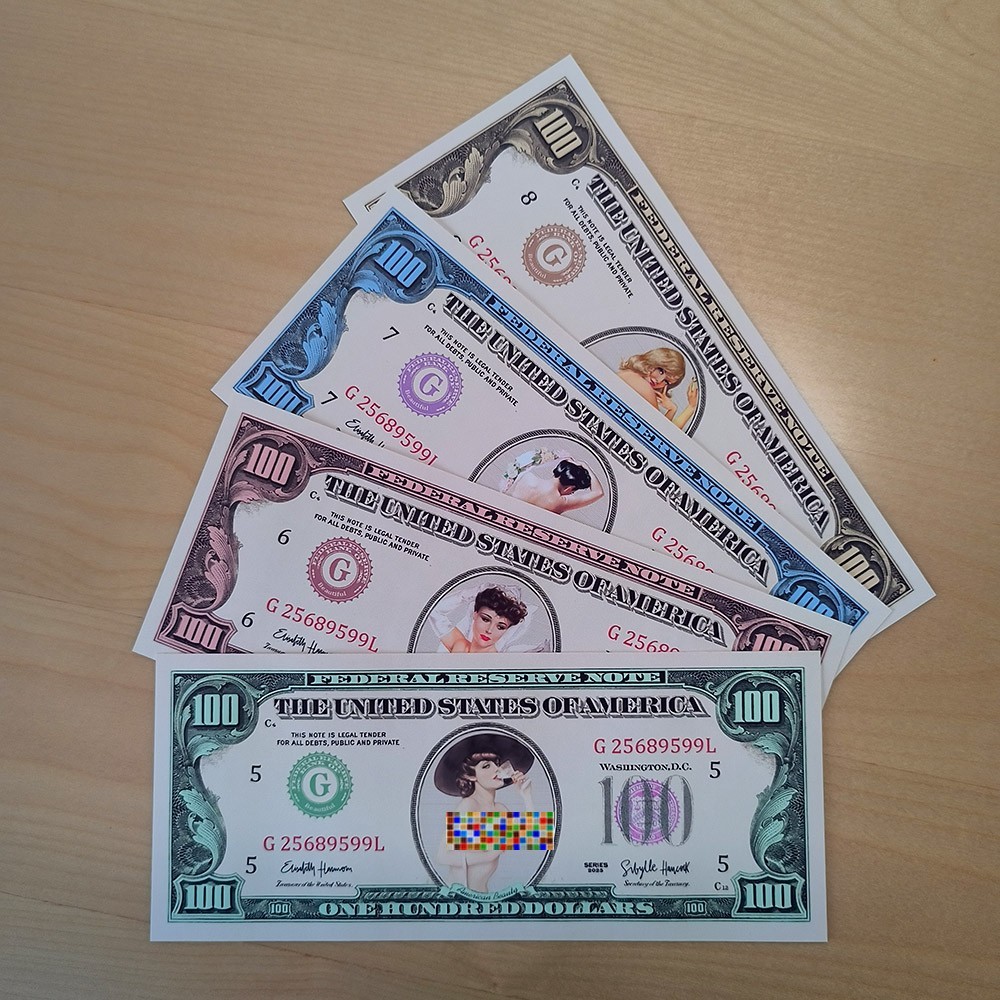 2025, 4Pcs Beauty Commemorative Banknote, Fluorescent Collectibles, 100, UNC
