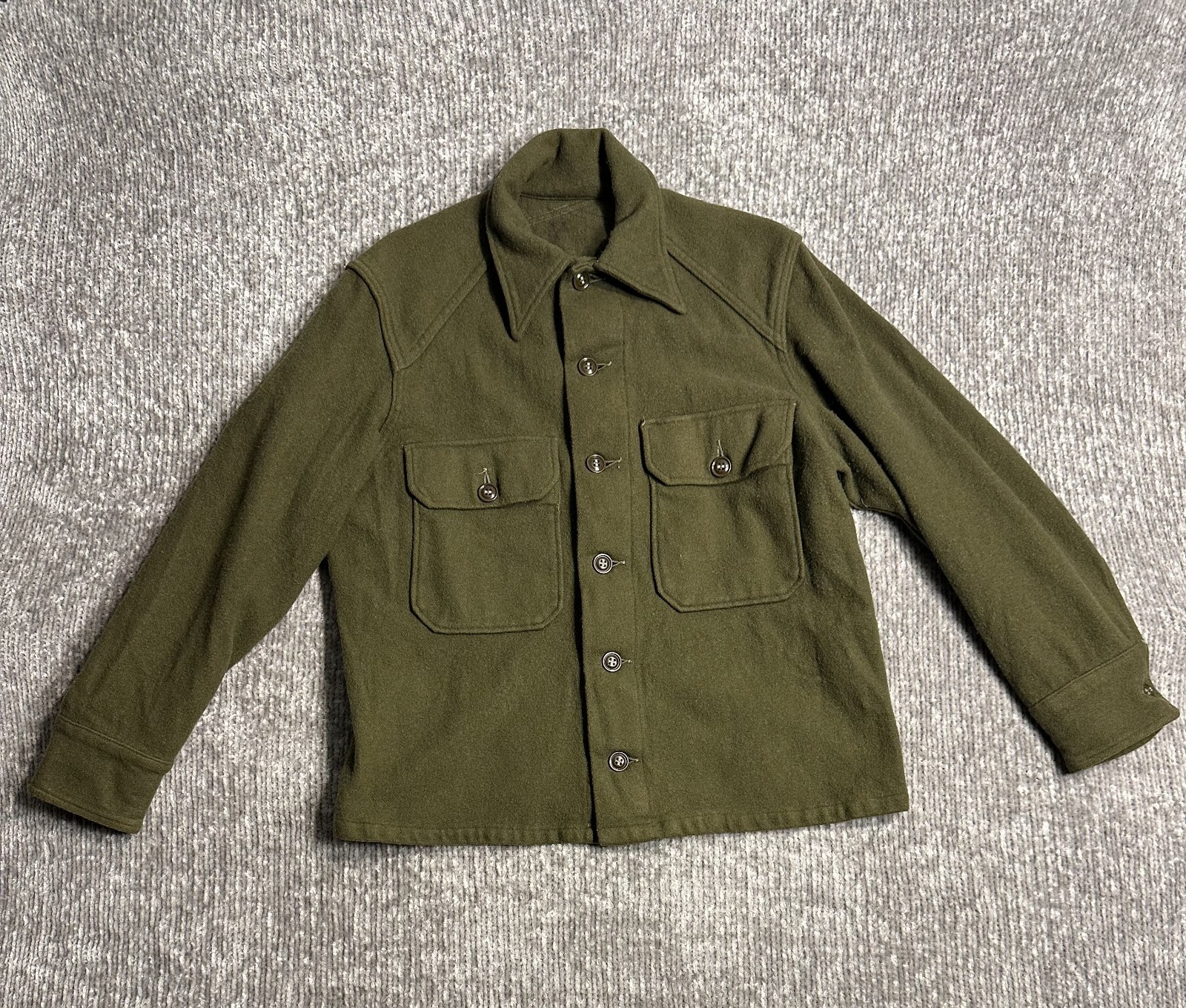 Vintage Olive Green Wool Field Jacket Military Style Utility Work Coat Men's M Vintage Olive Green Wool Field Jacket Military Style Utility Work Coat Men's M