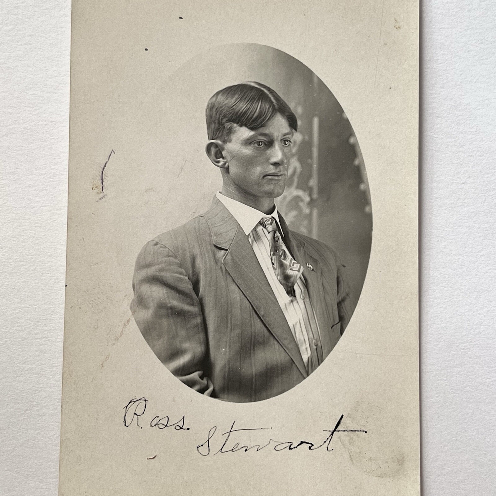 Antique RPPC Real Photograph Postcard Handsome Young Man ID Ross Stewart