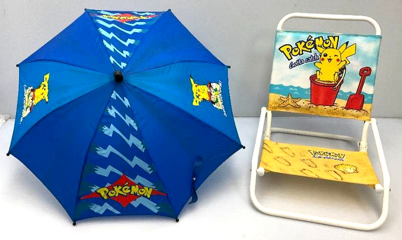 Vintage 2000’s Pokemon Pikachu Umbrella + Beach Chair - Official Nintendo Merch