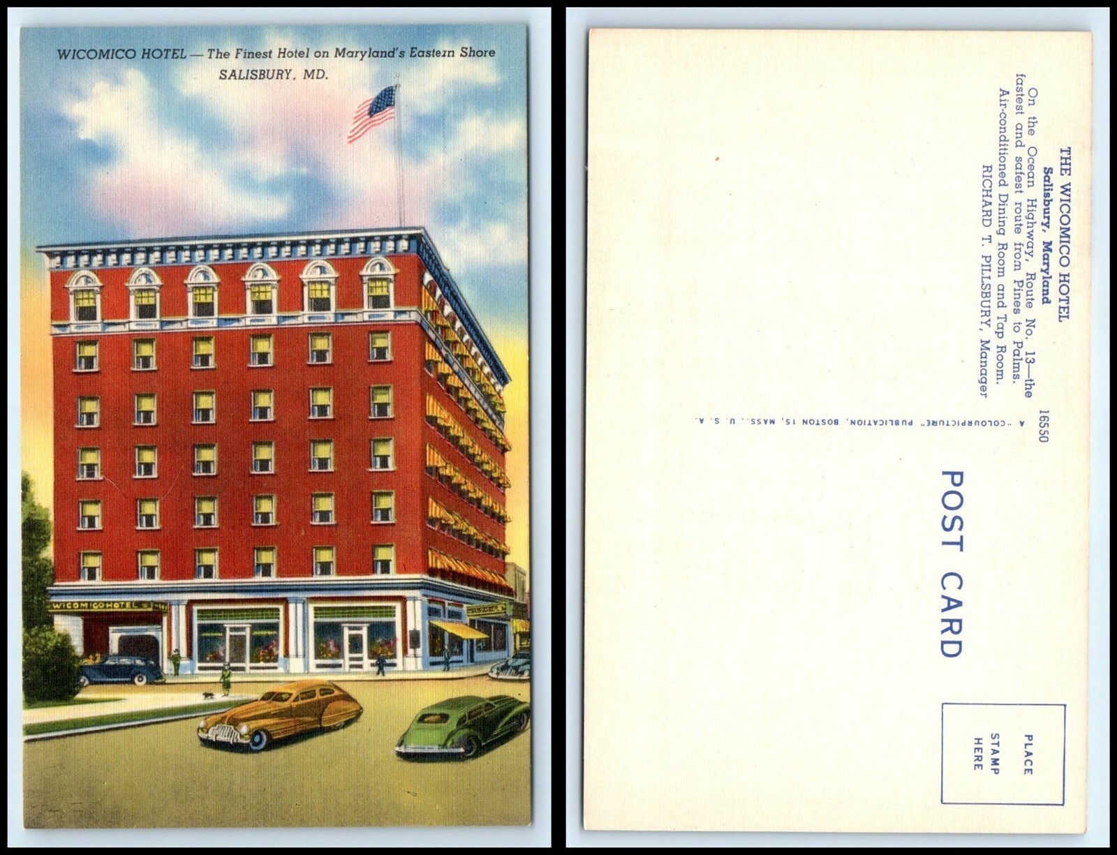 MARYLAND Postcard - Salisbury, Wicomico Hotel K1