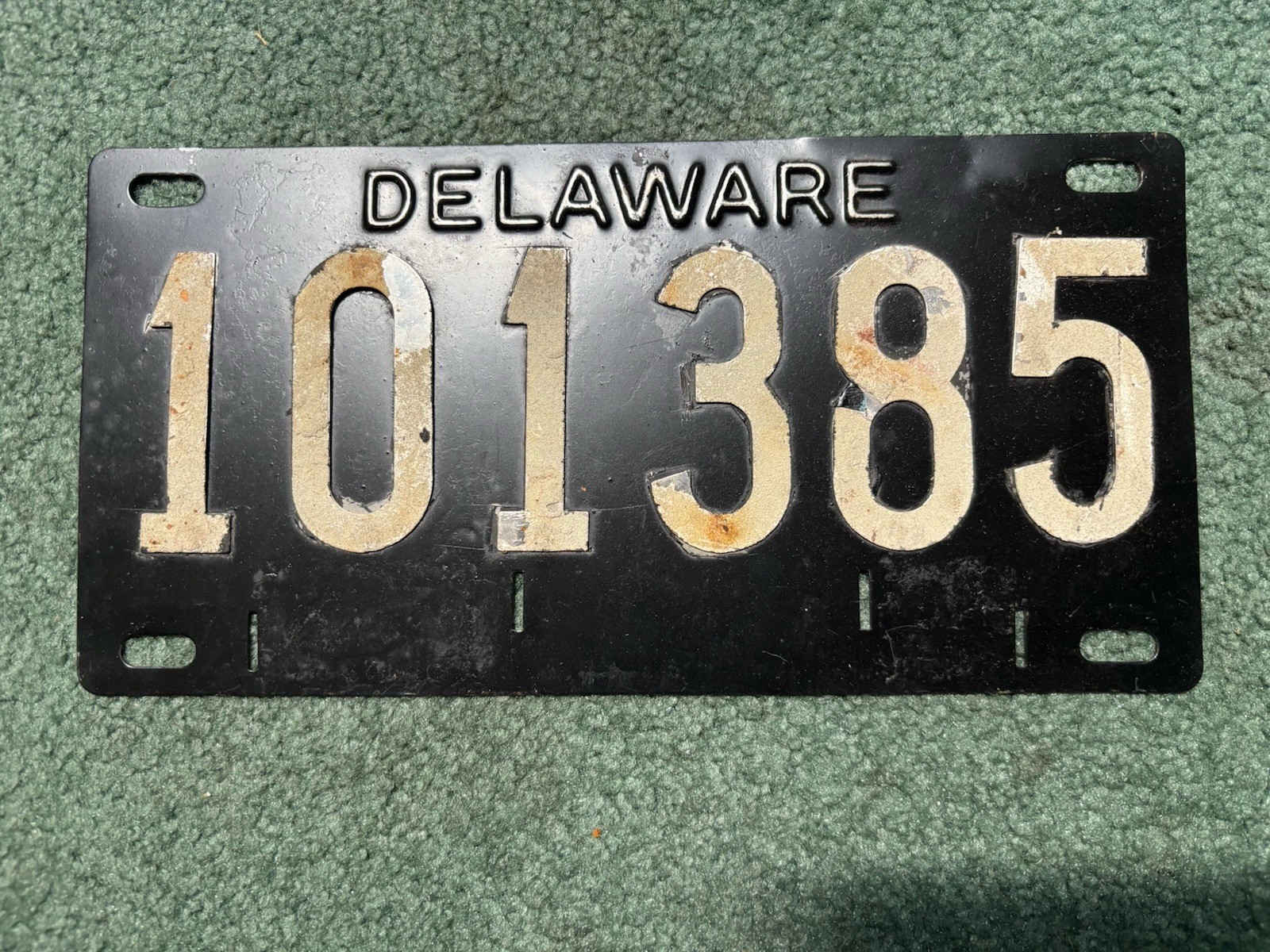 1950-70s Delaware Black License Plate 101 385