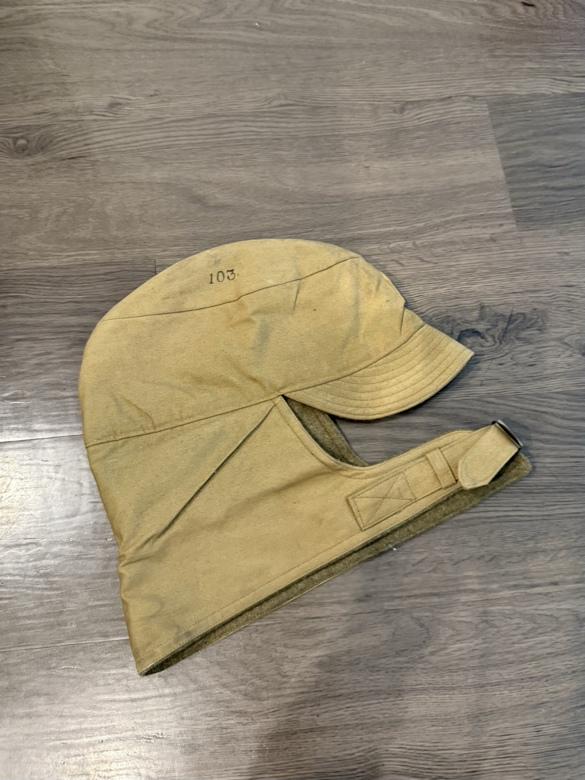 VTG US WWII Winter Cap With Buckle 