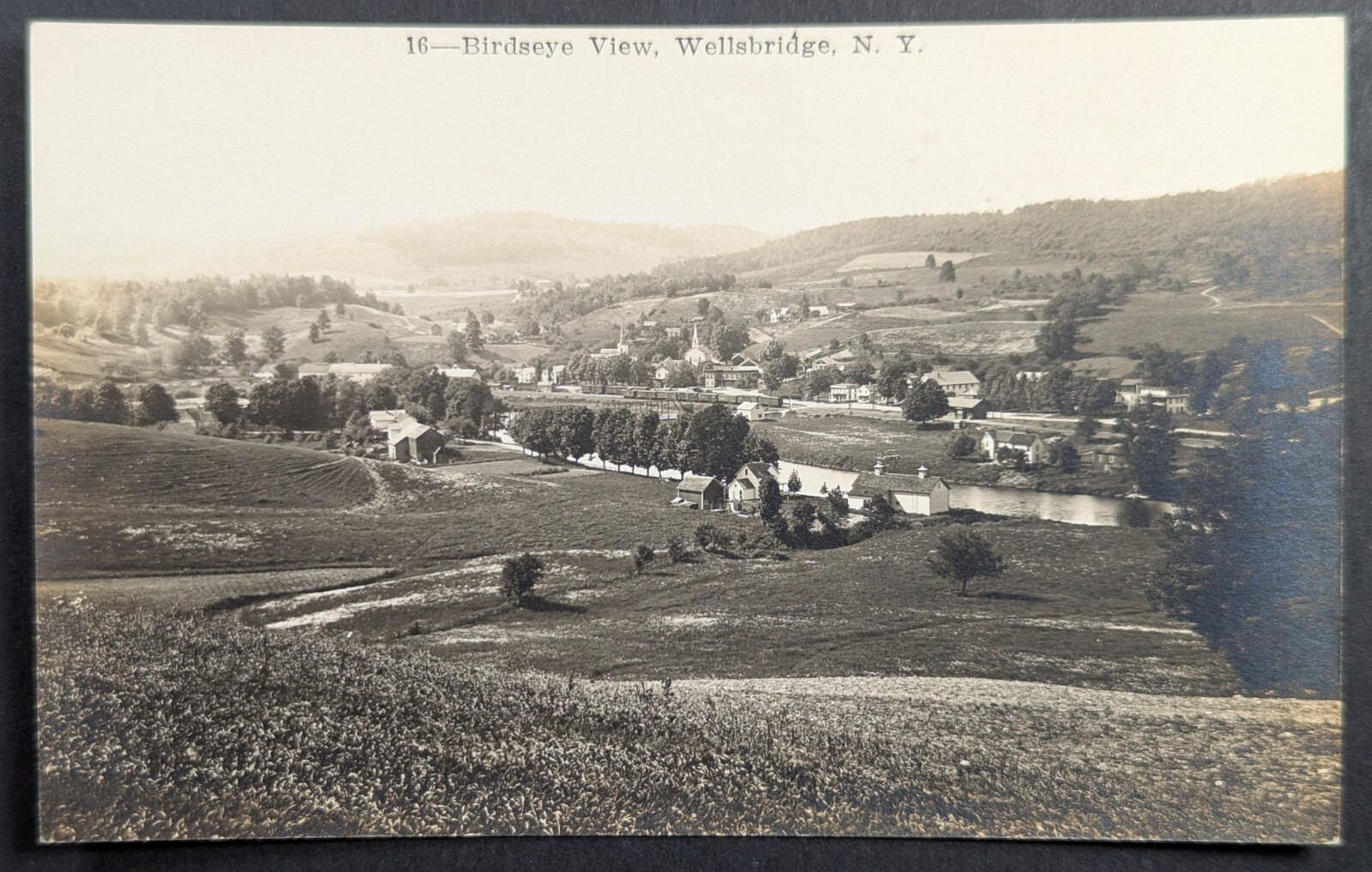 Postcard Real Photo Birdseye View Wellsbridge New York Houses 1910s Postcard Real Photo Birdseye View Wellsbridge New York Houses 1910s