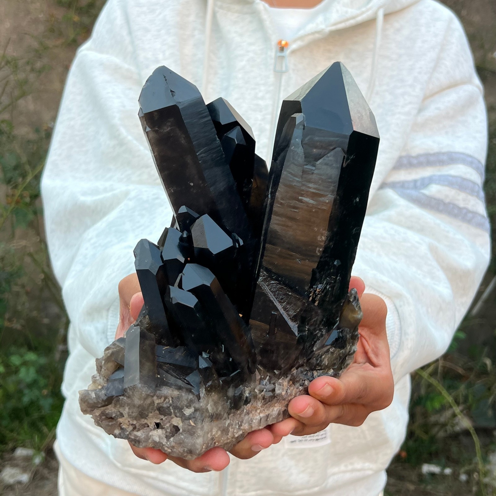 7.2LB  Natural smoky black quartz cluster crystal mineral specimen