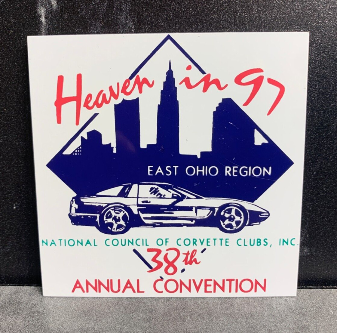 RARE 1997 NCCC National Council Corvette Club 38th Convention Metal Sticker Ohio