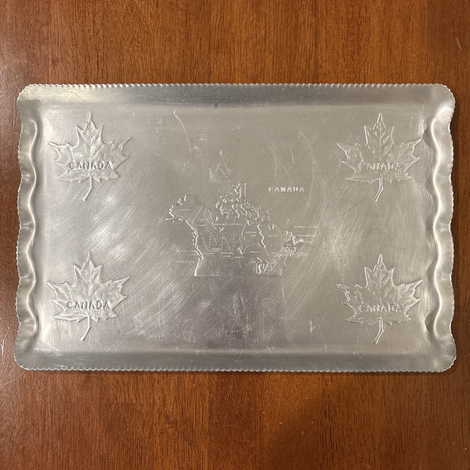 Aluminum Canada Map & Maple Leaf Serving Tray