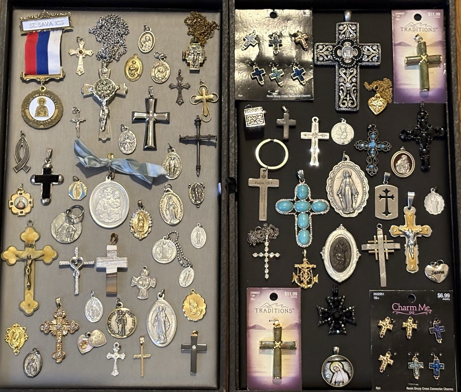 Vintage To Mod Catholic Religious Jewelry Lot Medals Rosaries Crucifix Cross