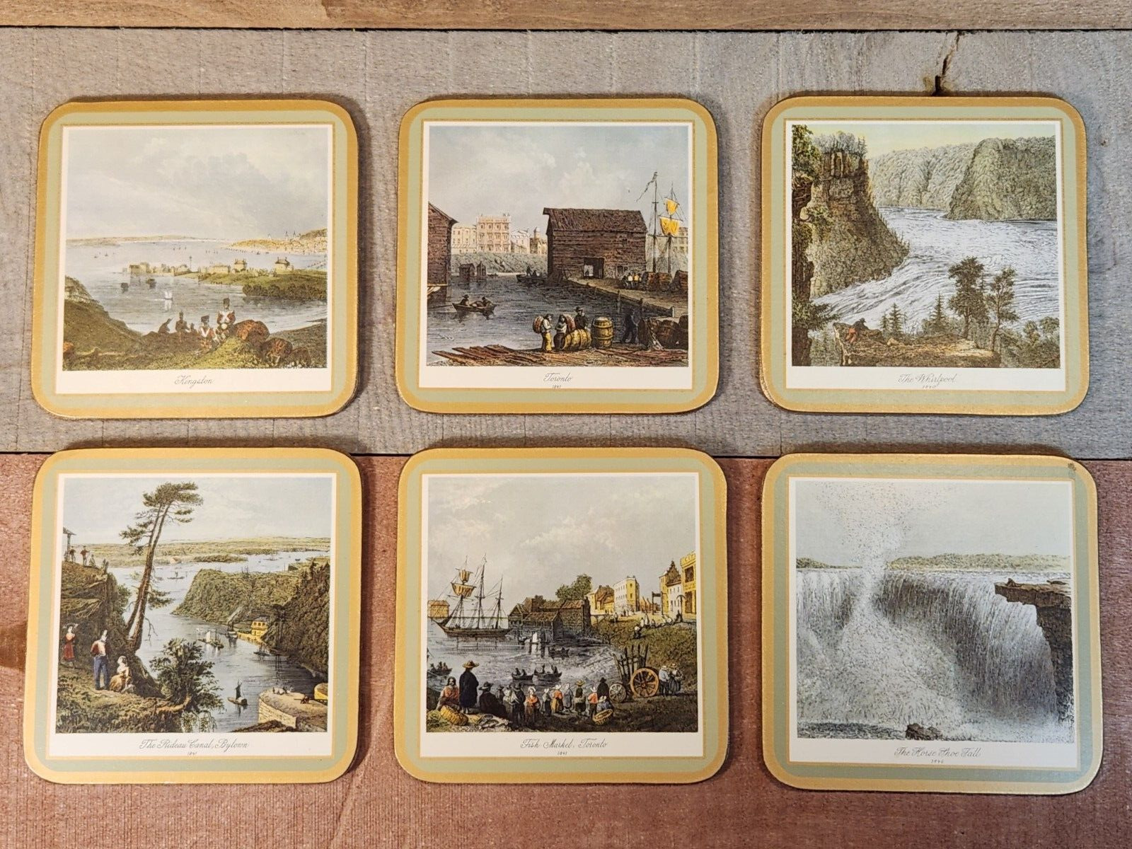 Vintage Pimpernel Coasters Ontario Canada Set of 6 Cork Backed Made in the UK