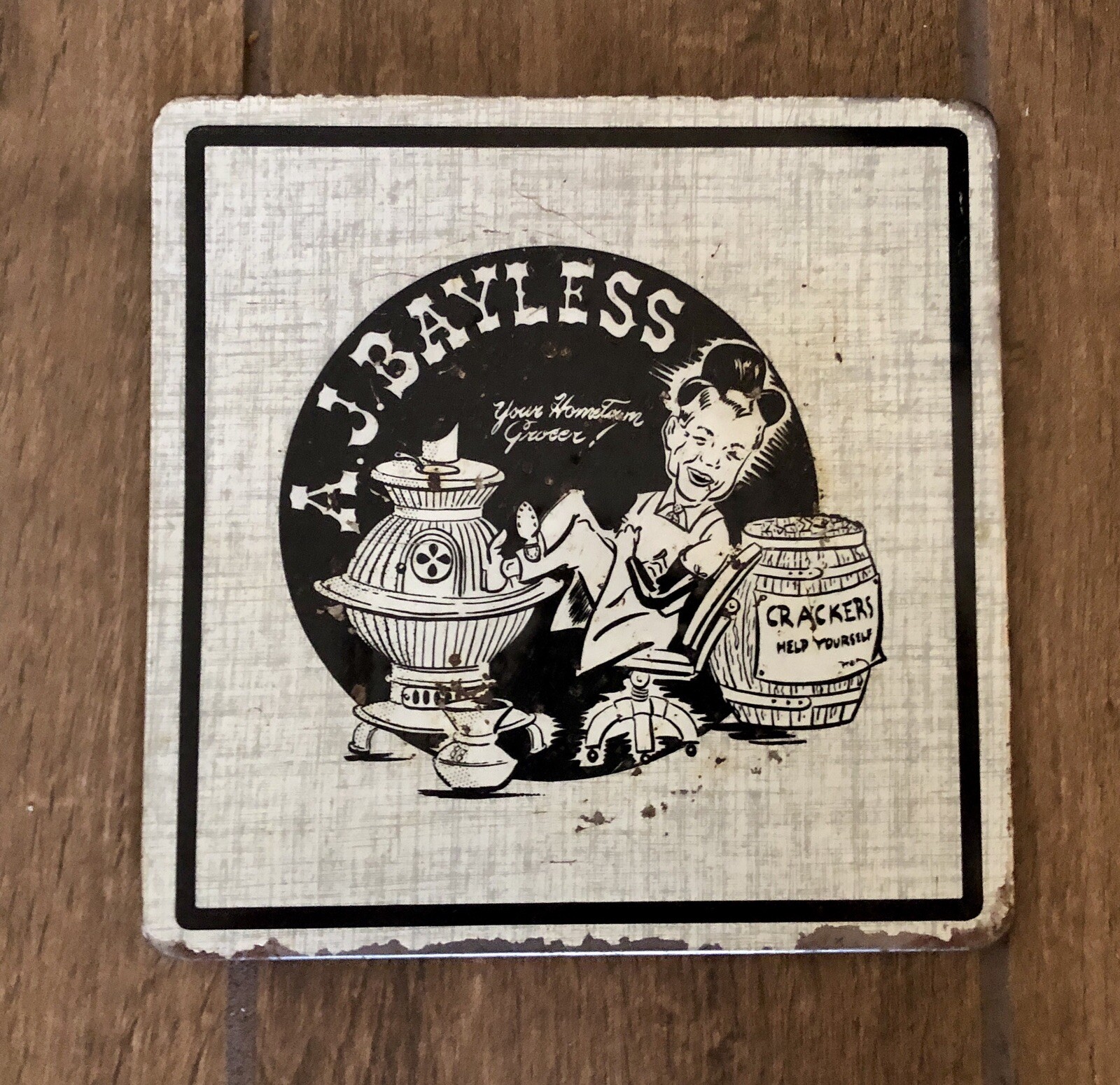 Vintage A.J. Bayless Your Hometown Grocer Advertising Hot Pad Plate Pro-Tex