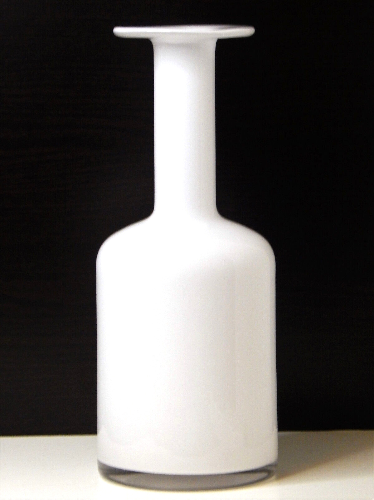 Danish Holmegaard Kastrup Otto Brauer TALL LARGE White Art Glass Vase 1960s MCM
