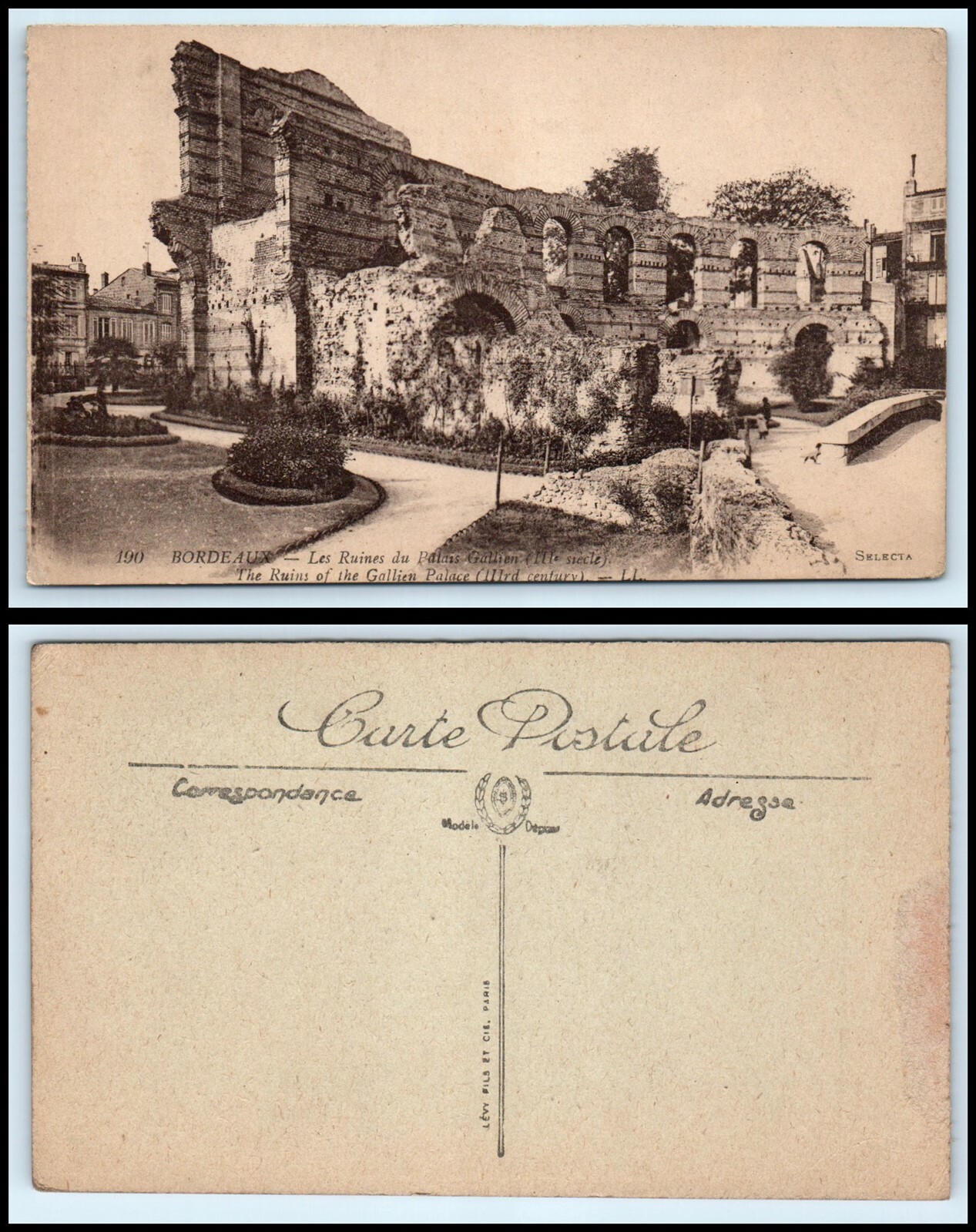 FRANCE Postcard - Bordeaux, The Ruins Of Gallien Palace BJ FRANCE Postcard - Bordeaux, The Ruins Of Gallien Palace BJ