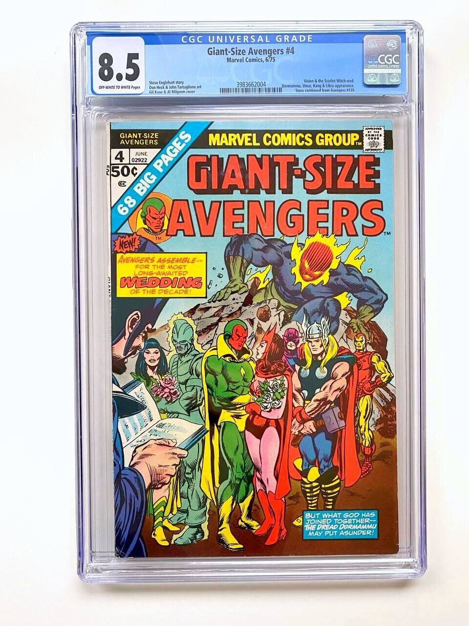 GIANT-SIZE AVENGERS #4 CGC 8.5 (1975) Vision and Scarlet Witch wedding