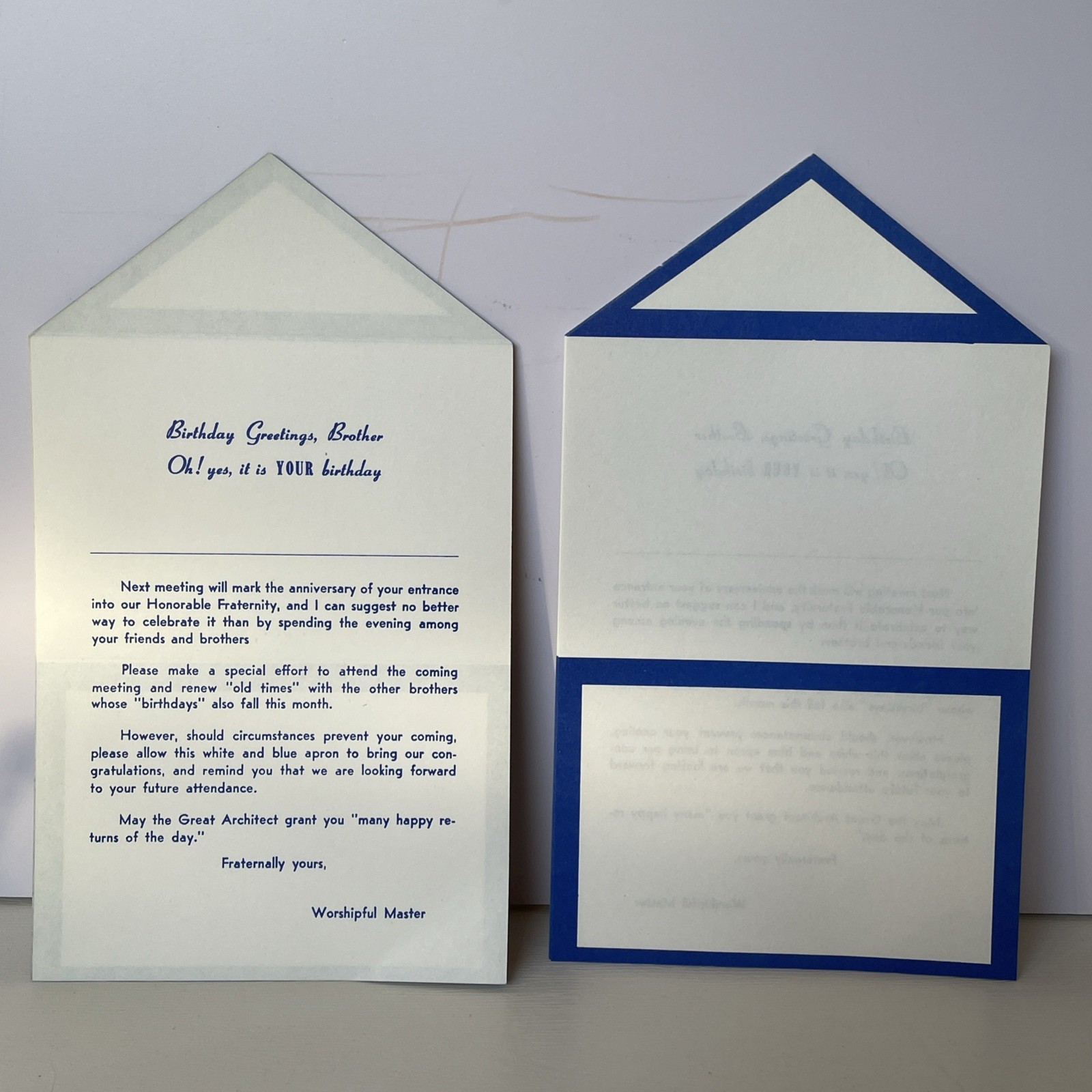 10 Antique Unused Folding BIRTHDAY GREETING Cards for MASONIC LODGES