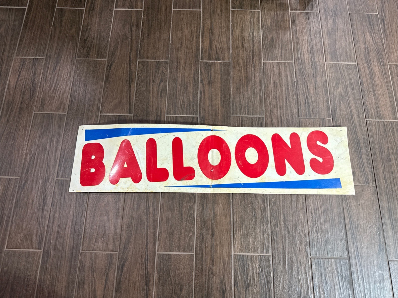 Vintage “BALLOONS” Metal Advertising Sign Red, White & Blue