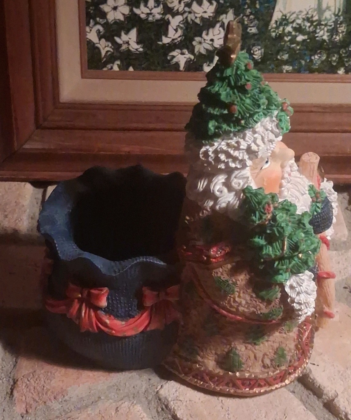 Vtg Resin Musical Santa Claus Planter Vtg Resin Musical Santa Claus Planter