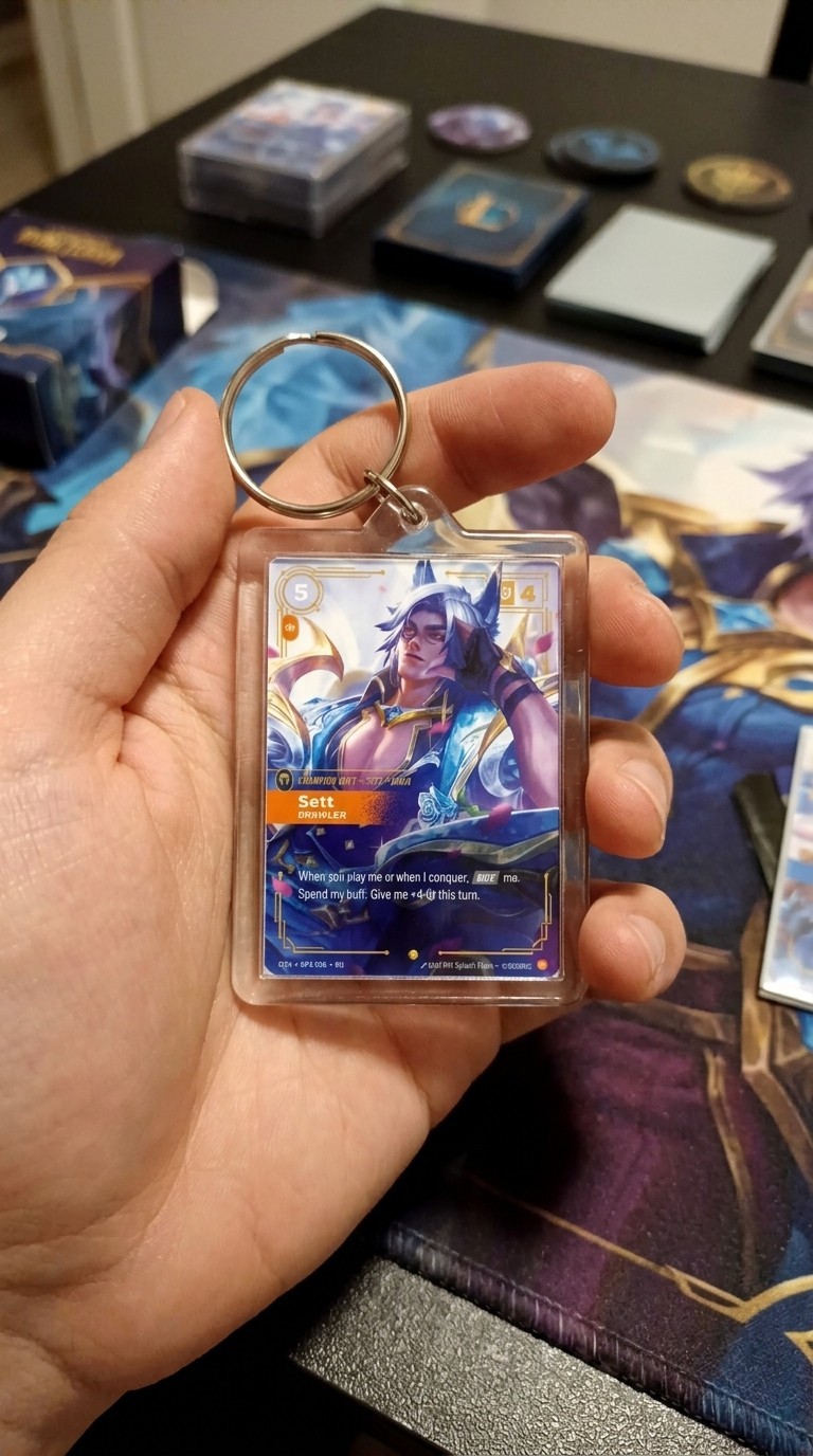 Sett Riftbound Mini TCG Card In Acrylic Keychain Case Custom Collectible