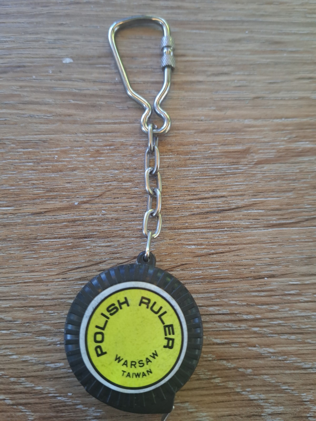 Vintage Polish Ruler Novelty Tape Measure Keychain Footprints Gag Warsaw Taiwan