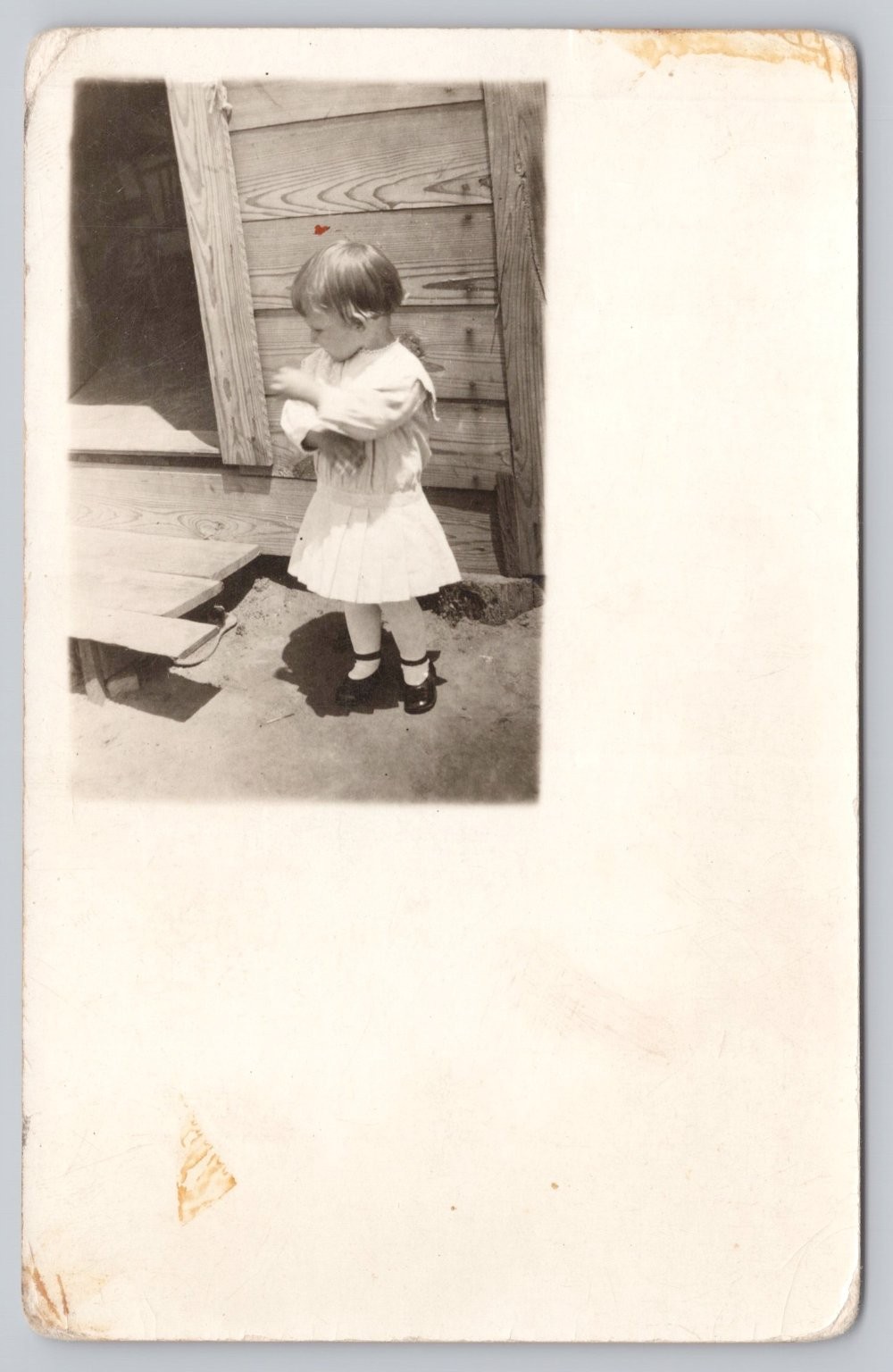 Antique RPPC Real Photo Postcard Little Girl in White Dress AZO 1910-1930