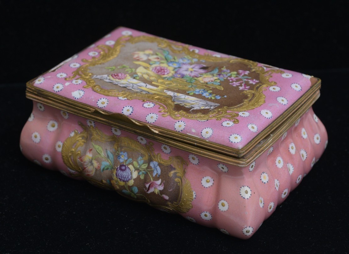 LARGE 18th Century Bilston Enamel Rectangular Dresser Box Circa 1780