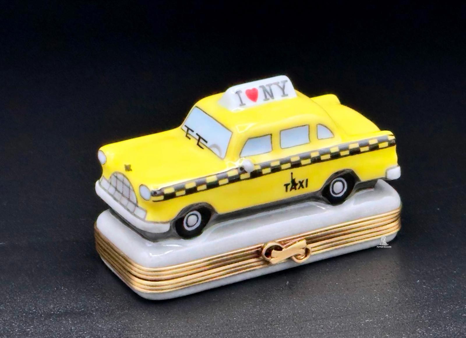 Authentic Rochard Limoges NY Taxi Trinket Box •Hand Painted• I NY • Big Apple 