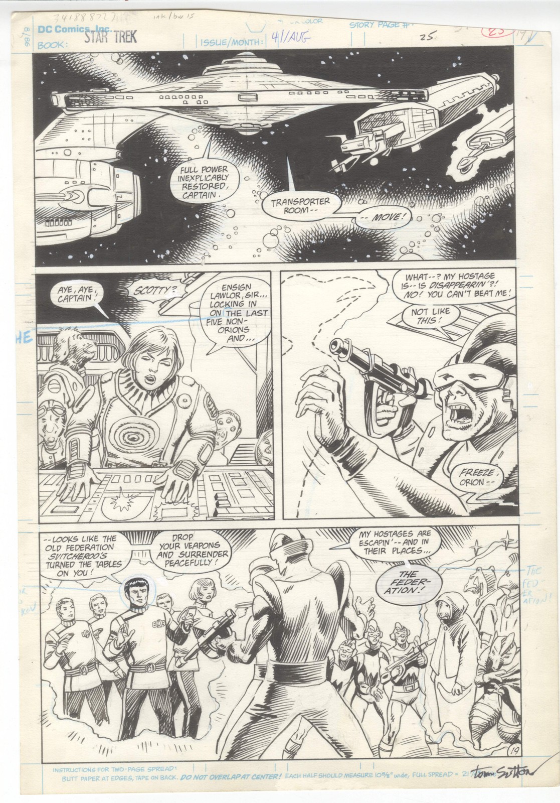 Star Trek #41 pg 19 Original Comic Art by Tom Sutton 1984