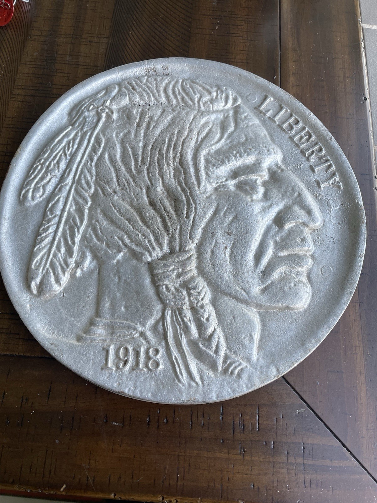 Vintage ENLARGED 1918 Buffalo Nickel RARE Plaque Collectable Vintage ENLARGED 1918 Buffalo Nickel RARE Plaque Collectable