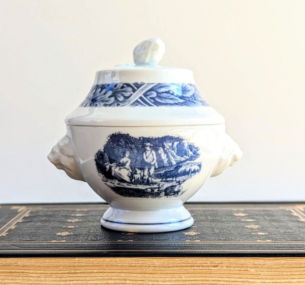 Estee Lauder Blue & White Covered Bowl by Royal Chateau Porcelains Japan