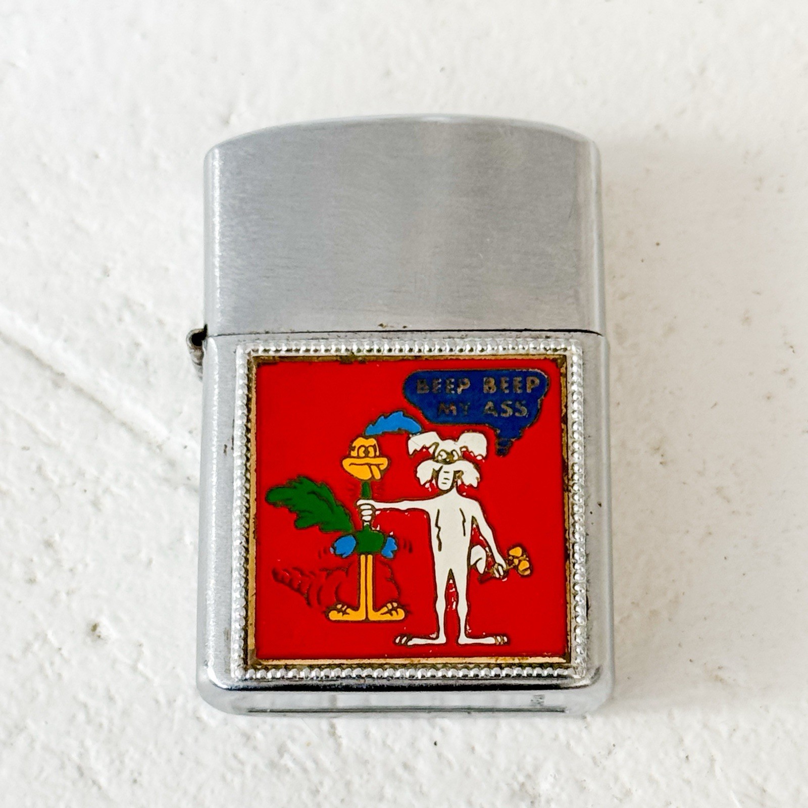 Vintage Reliance Japan Humor Lighter Gag Gift Joke Cartoon Novelty Beep Ass RARE