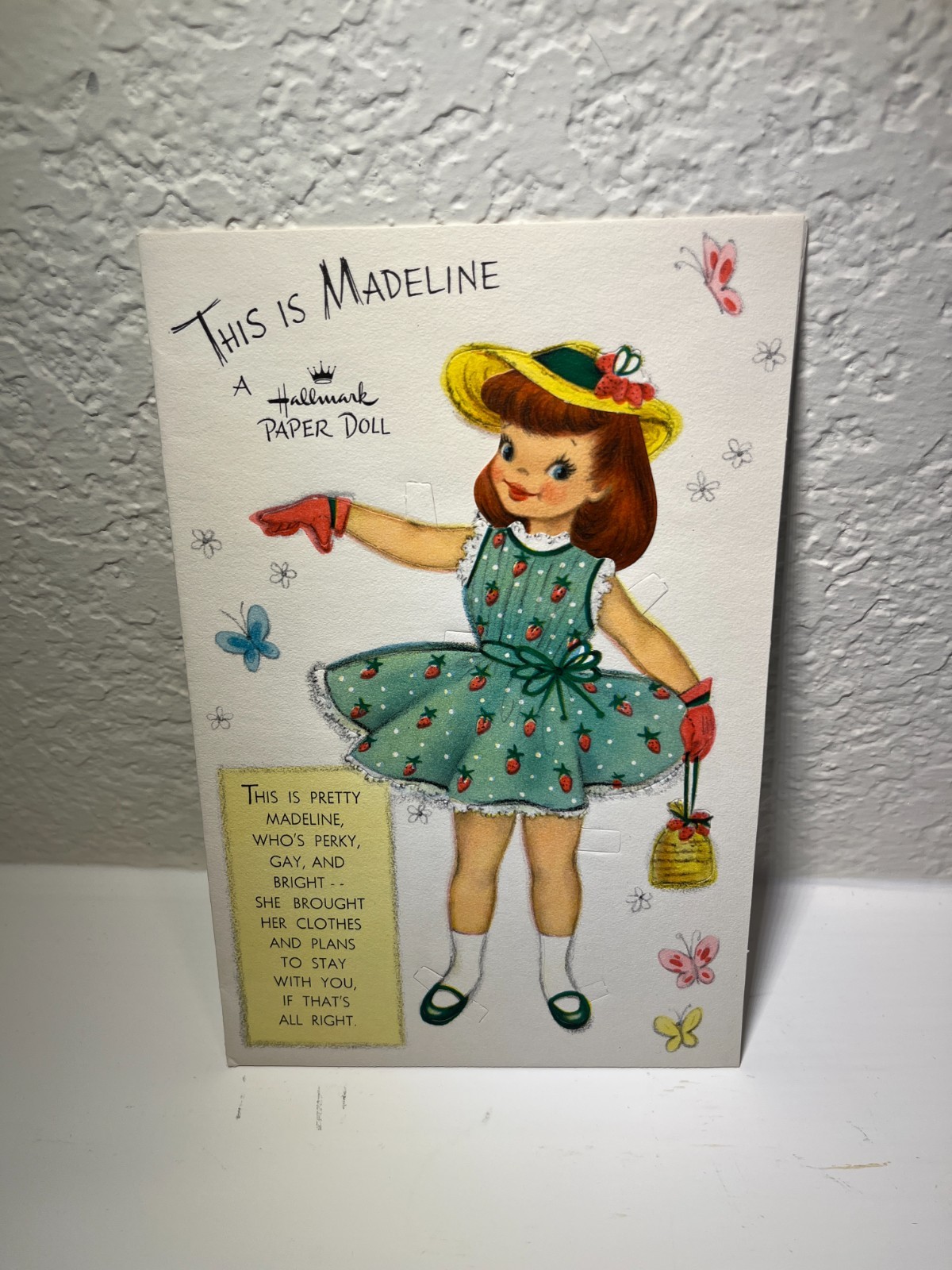 RARE Vtg Hallmark This Is Madeline Paper Doll Card, 1950s, Uncut, Museum Quality