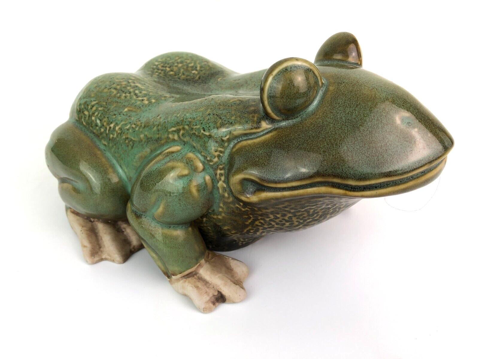 Large Vintage Ceramic Pottery Glazed Frog Figure
