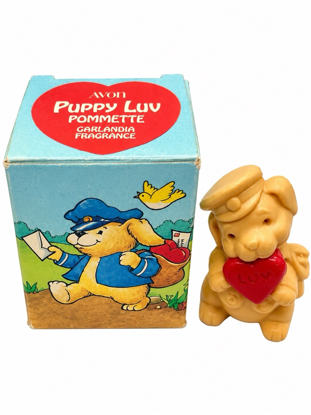 Vintage 1983 Avon Puppy Luv Pommette Garlandia Fragrance NOS w/ Original Box