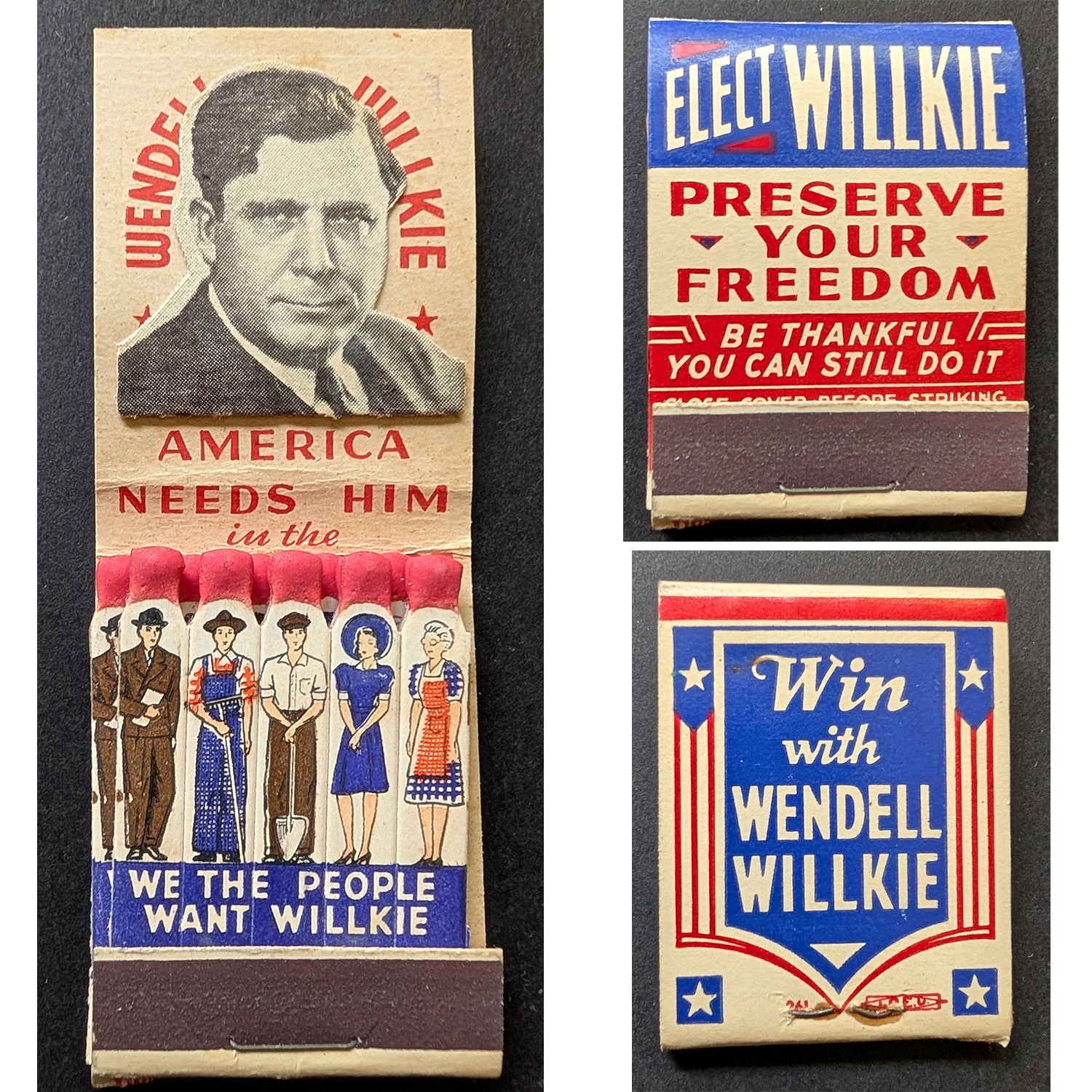 Feature Display Matchbook Wendell Willkie For President