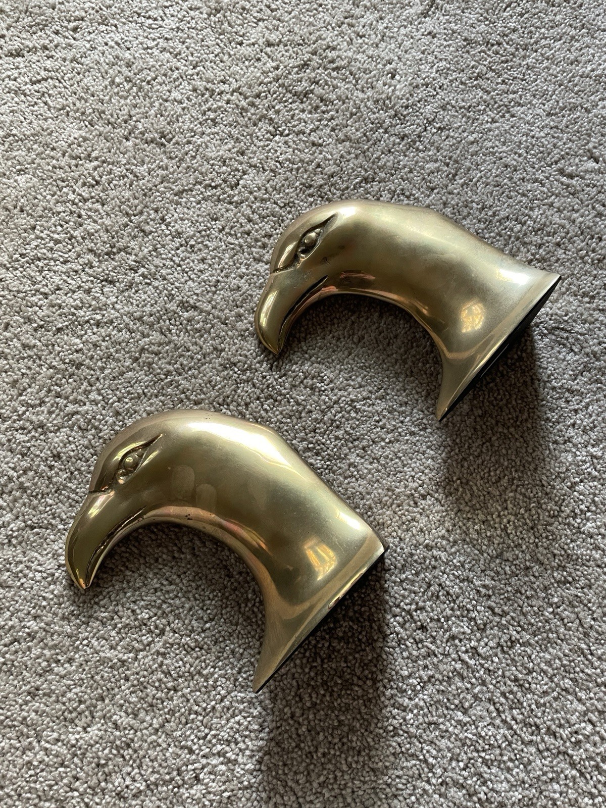 Vintage American Bald Eagle Solid Polished Brass Bookends 7.5