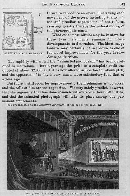Vitascope Operated in Theatre 1896 Motion Picture Device Film Projector