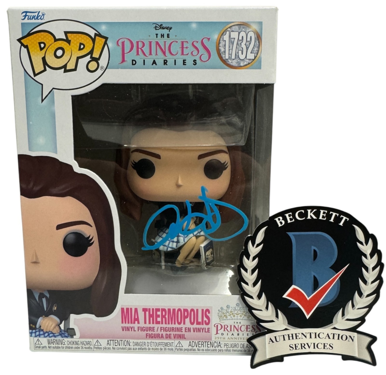 Anne Hathaway Signed Autograph The Princess Diaries Funko Pop 1732 Beckett Bas
