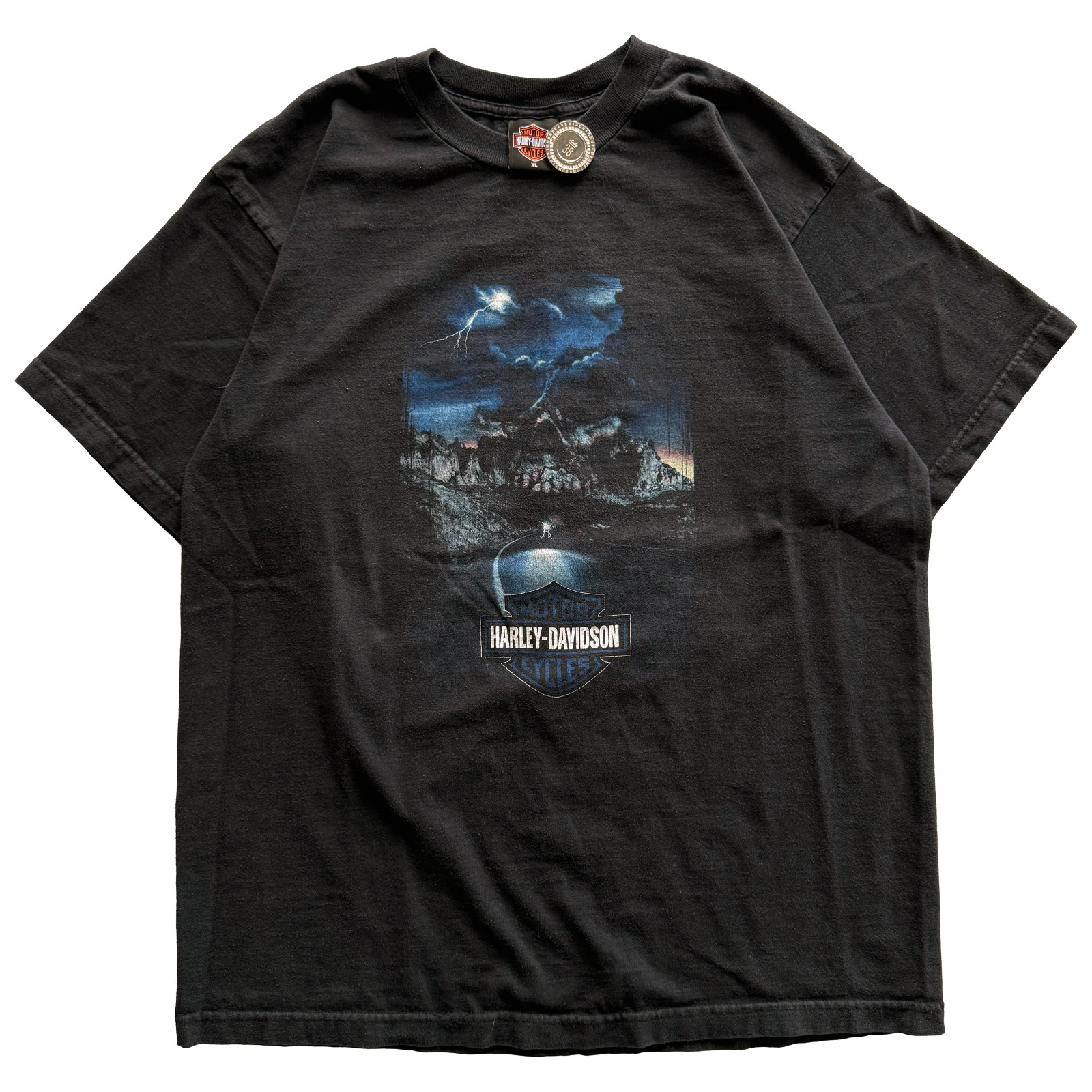 Vintage 2005 Y2K Harley Davidson Skull Highway Tee Size XL Black Motorcycle Bike
