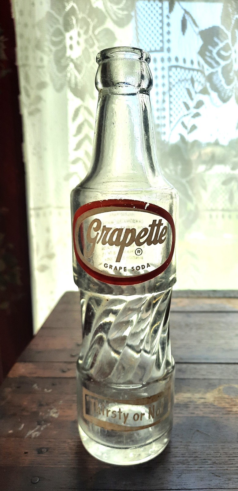 1953 Grapette APL Soda Bottle. Thirsty or Not. Camden, Arkansas